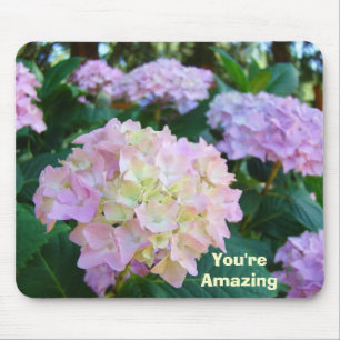 Mousepad Você é surpreendente! Hydrangeas cor-de-rosa dos
