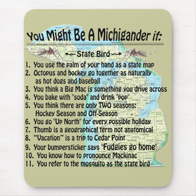 Mousepad Você Pode Ser Um Michigander Se: (Frente)