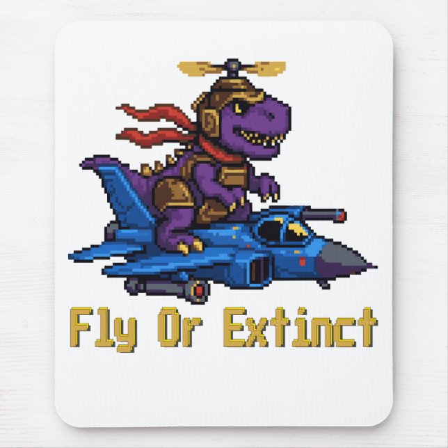 Mousepad Voe Ou Pixel Art Dinossauro Extinto Piloto Caça (Frente)