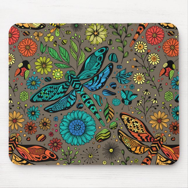 Mousepad Voe, voe libélula em marrom (Frente)