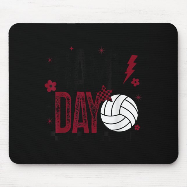 Mousepad Volleyball Game Day Retro Girls Volleyball Mom Mar (Frente)