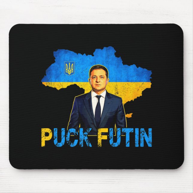 Mousepad Volodymyr Zelensky Puck Futin Memória Eu Fico Com  (Frente)