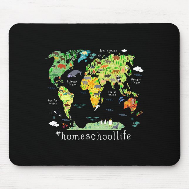 Mousepad Voltar à Escola Escolar Mundo Mapear Geografia (Frente)