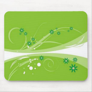 Mousepad Volutes � flores sobre motivo verde -
