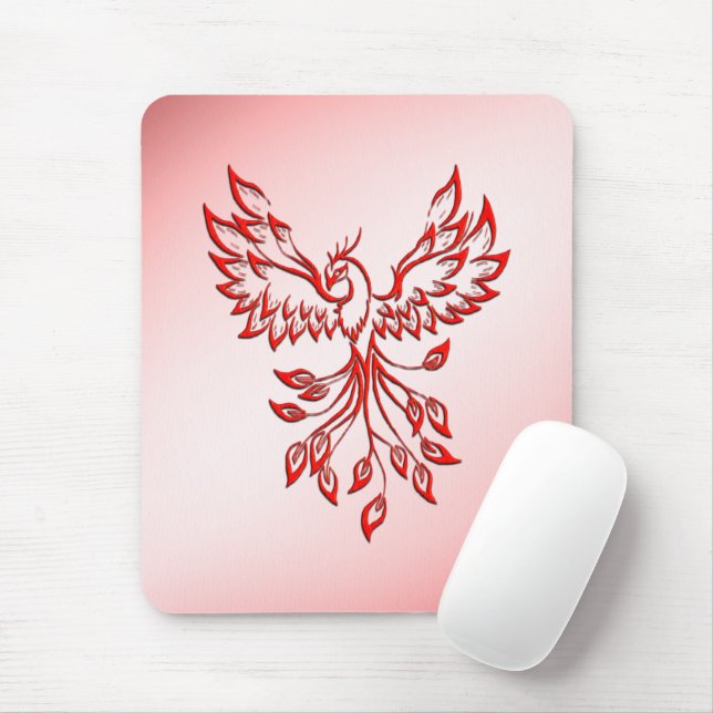 Mousepad Voo de Um Vermelho Phoenix a Rosa (Com mouse)