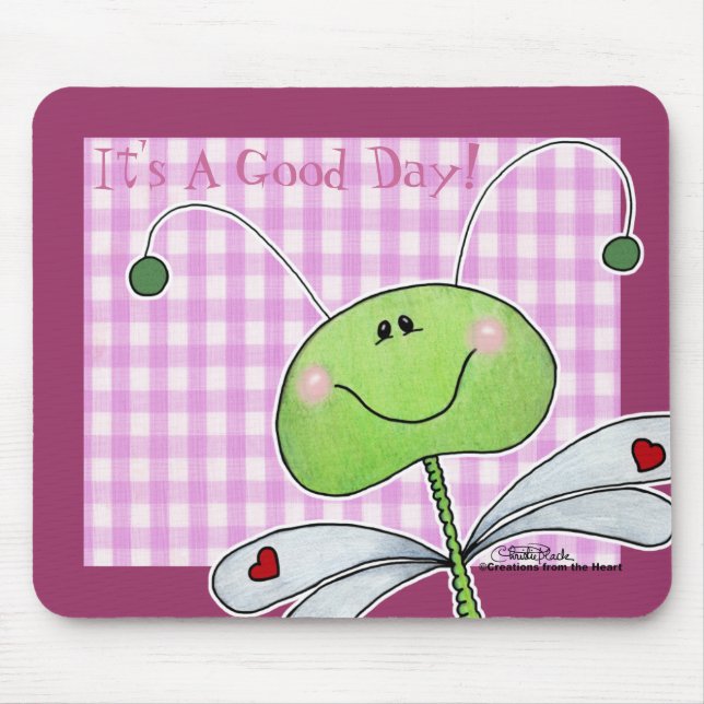 Mousepad Voo Dragão em Gingham Rosa (Frente)