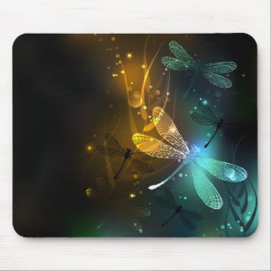 Mousepad Voo luminoso verde de libélula