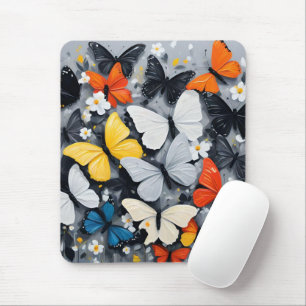 Mousepad Voo Vibrante: Borboletas Acrílicas Multicoloridas