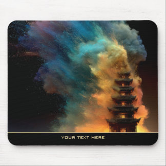 Mousepad Vortex of Luminous Colorburst Mystic Pagoda Art