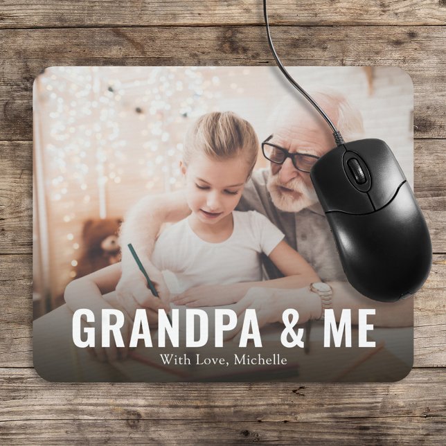 Mousepad Vovô e eu de fotografia minimalista simples (Criador carregado)