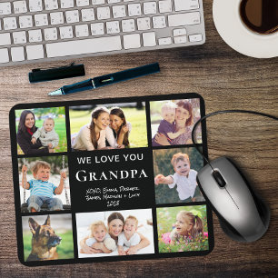 Mousepad Vovô Te Ama Foto Colagem Preta