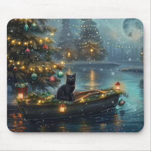 Mousepad Voyage festiva de gato preto