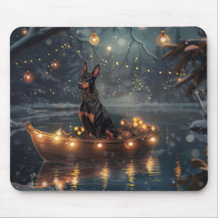 Mousepad Voyage festiva do Doberman Christmas