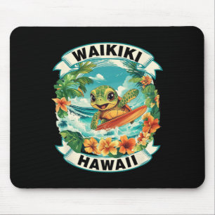 Mousepad Waikiki Havaí Tartaruga Marinha Fofo Surfando Féri