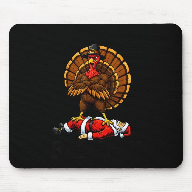 Mousepad Wait Your Turn Fat Boy Turkey And Santa Sign  (Frente)