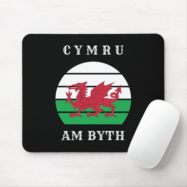 Mousepad Wales Flag Cymru Am Byth Orud To Be Welsh (Com mouse)