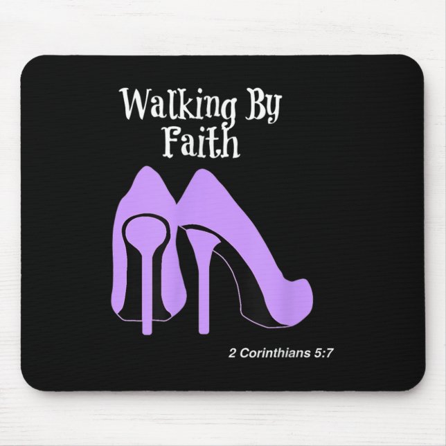 Mousepad Walk By Faith Graphic Christian Design With Purple (Frente)