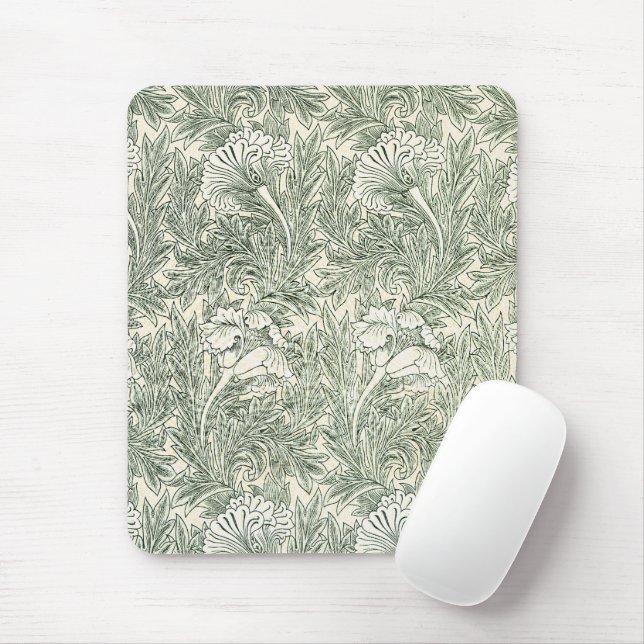 Mousepad Wallpaper tulip William Morris verde têxtil (Com mouse)