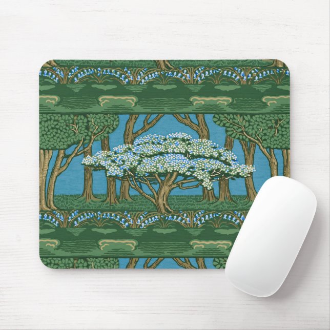 Mousepad Walter Crane May Tree Wallpaper Green Blue (Com mouse)