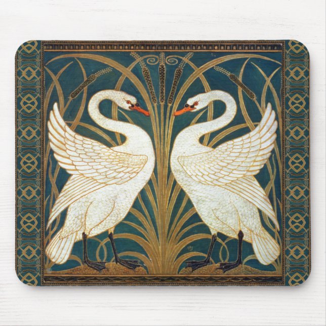 Mousepad Walter Crane Swan, Rush E Iris Art Nouveau (Frente)