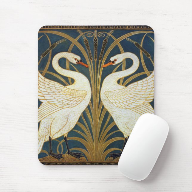 Mousepad Walter Crane - Swan, Rush E Iris Art Nouveau (Com mouse)