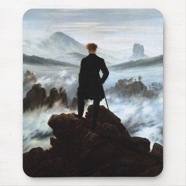 Mousepad Wanderer sobre o Mar de Nevoeiro por Friedrich (Frente)