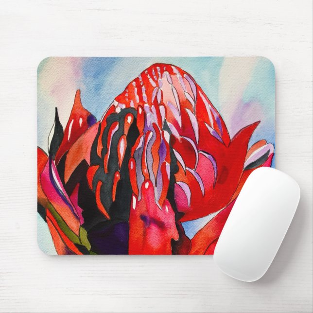 Mousepad Waratah, cor-de-água natural da Austrália (Com mouse)