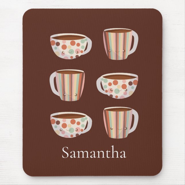 Mousepad Warm Circle Pattern On Cups Of Coffee (Frente)