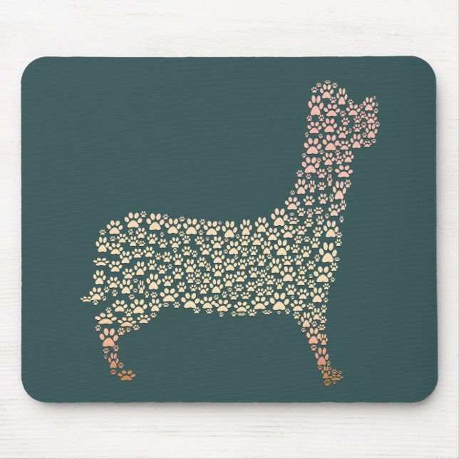 Mousepad Warm Gold Gradient Paw Print Dog Silhouette Fabric (Frente)
