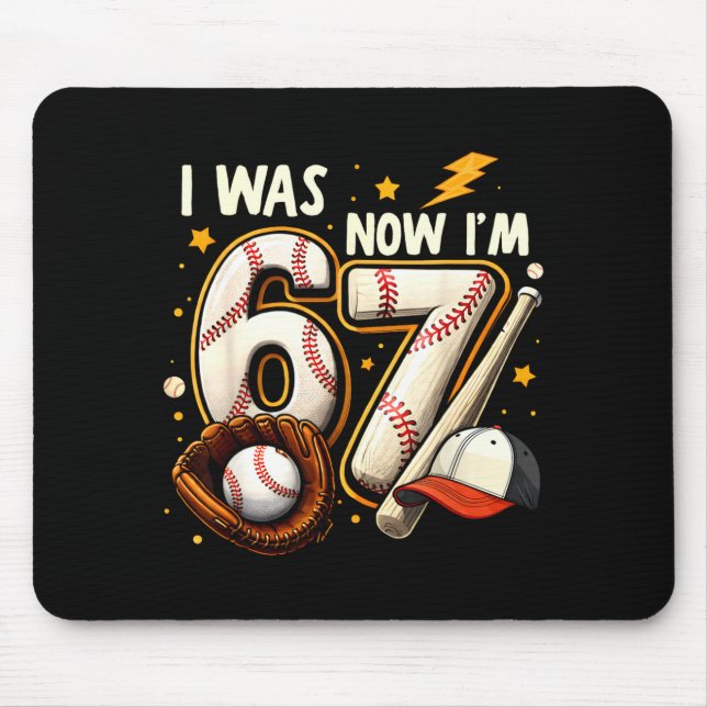 Mousepad Was 6 7 birthday boy baseball funny 6 7 meme kids (Frente)