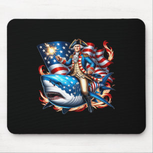 Mousepad Washington Andando de Tubarão Engraçado 4 de Julho