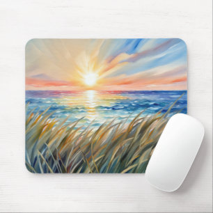 Mousepad Watercolor Beach Grass e Sunrise