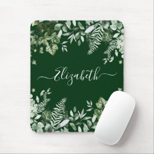 Mousepad Watercolor Botânica Ivy Sage Ferns Green
