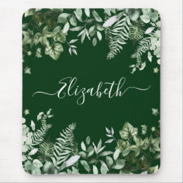 Mousepad Watercolor Botânica Ivy Sage Ferns Green