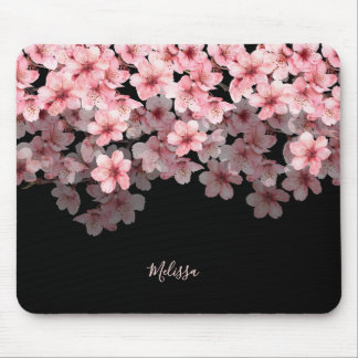 Mousepad Watercolor Cherry Blossoms Black Pink | Your Name