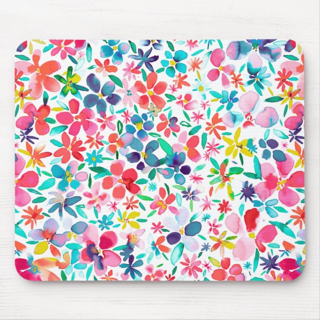 Mousepad Watercolor Colorful Flower Petals (Frente)