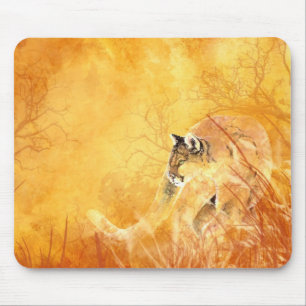 Mousepad Watercolor Cougar Puma Montanha Natureza Animal