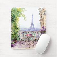 Watercolor Eiffel Tower Paris Café Francês