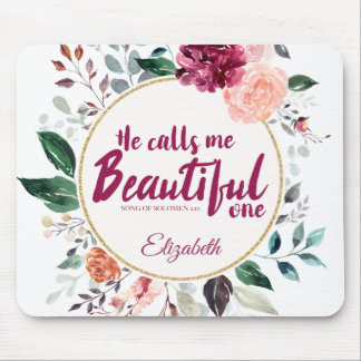 Mousepad Watercolor Floral Song of Solomon Scripture