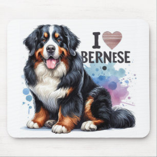 Mousepad Watercolor I Love My Bernese Mountain Dog