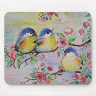 Mousepad Watercolor - Linhas Sparrows Cutes -