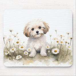 Mousepad Watercolor Maltês Em Disias