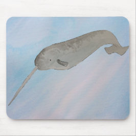 Mousepad Watercolor Marine Mammal Narwhal