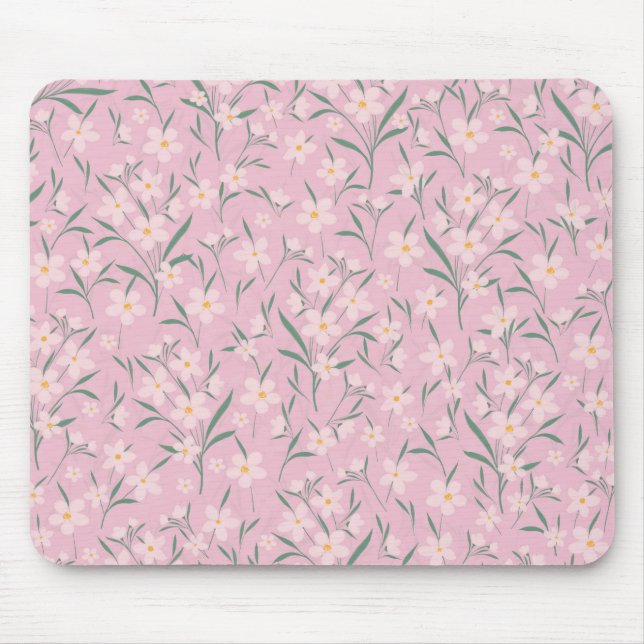 Mousepad Watercolor Pink Floral Botanical Pale Pink design (Frente)