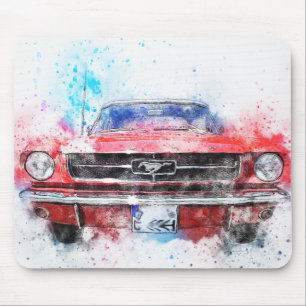 Mousepad Watercolor Red Mustang