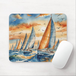 Mousepad Watercolor Sailboat Regatta