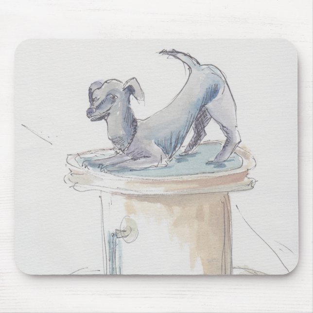 Mousepad Watercolor Sketch "Dog Fountain London" (Frente)
