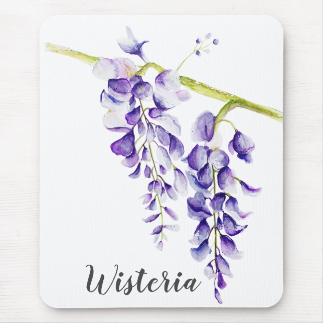 Mousepad Watercolor Wisteria Botanical (Frente)