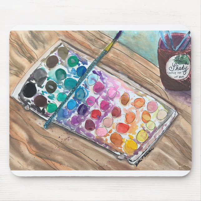 Mousepad Watercolorpainting & café (Frente)