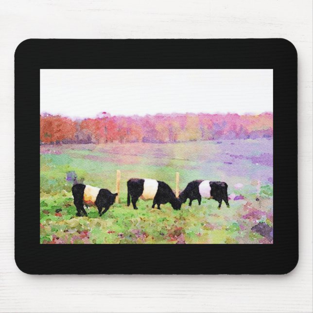 Mousepad Watercolour painting of 3 Belties in the Autumn (Frente)